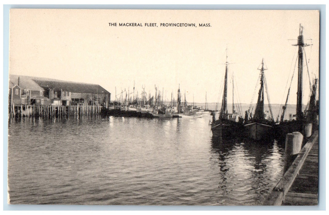 c1950's The Mackerel Fleet Harbor Boats Docks Buildings Provincetown MA Postcard