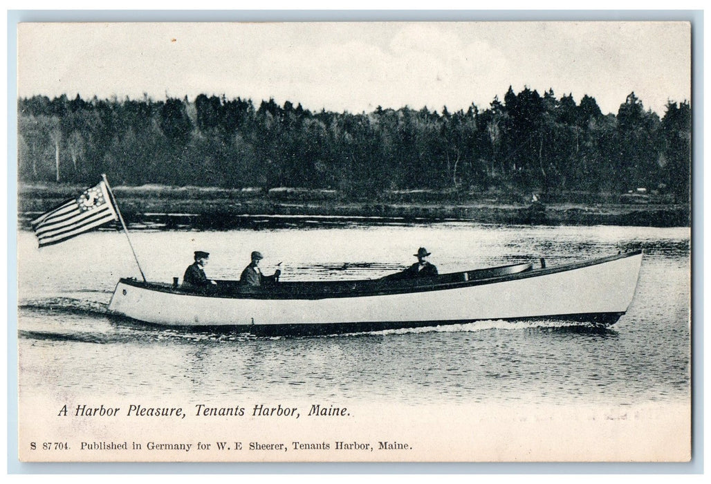 c1905s A Harbor Pleasure Men In Boat Tenants Harbor Maine ME Unposted Postcard