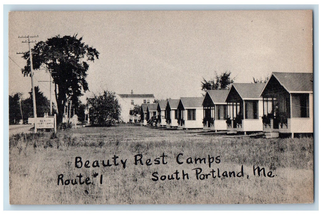 c1940s Beauty Rest Camps Roadside South Portland Maine ME Unposted Postcard