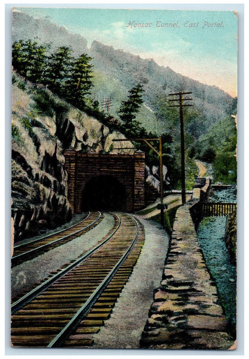 1910 Hosaac Tunnel Railroad Hills Creek East Portal Massachusetts MA Postcard