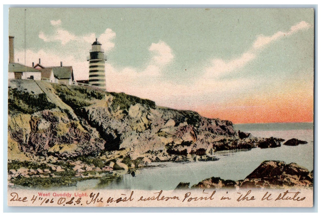 c1905s West Quoddy Light Rock Formations Maine ME Unposted Lighthouse Postcard