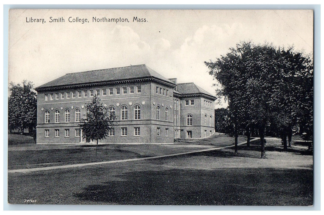c1950's Library Smith College Building Ground Road Trees Northampton MA Postcard