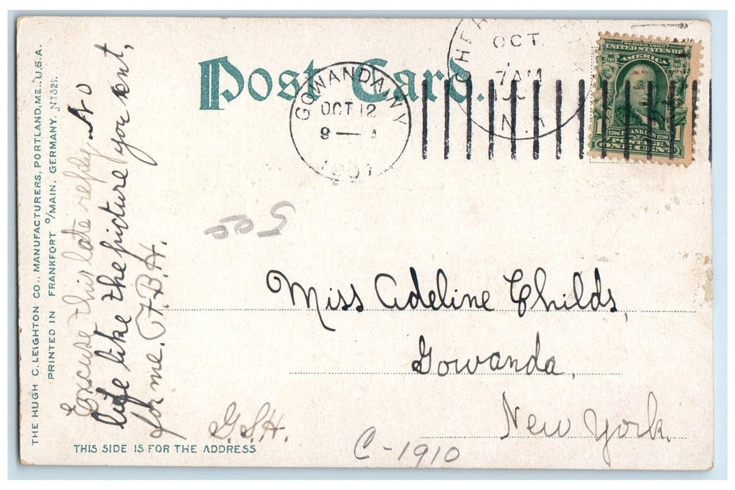 1907 Greetings From Portland Steamer North Star Leaving Dock Maine ME Postcard
