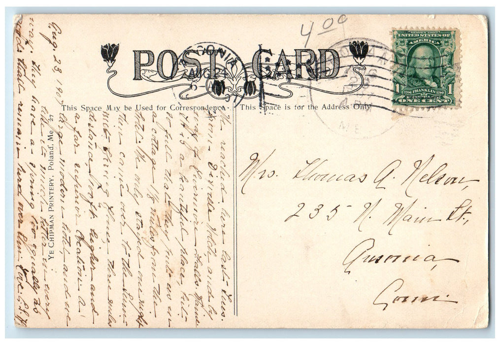 1909 Poland Spring House Maine Bldg. Mansion House Spring Bottlery ME Postcard