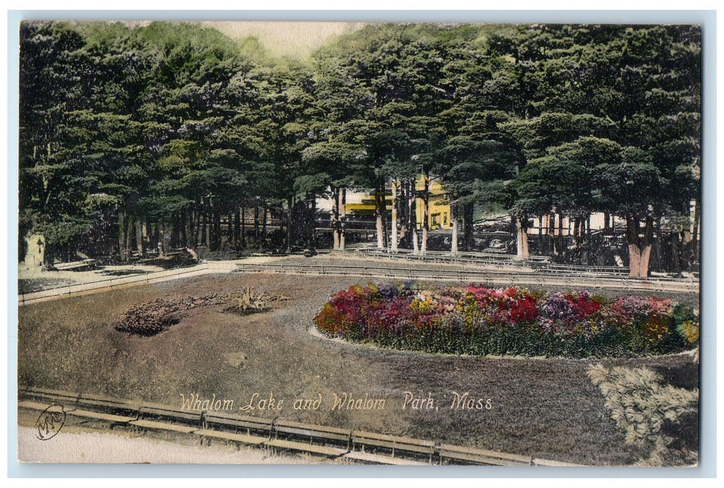 c1950 Whalom Lake Whalom Park Landscape Benches Grove Massachusetts MA Postcard