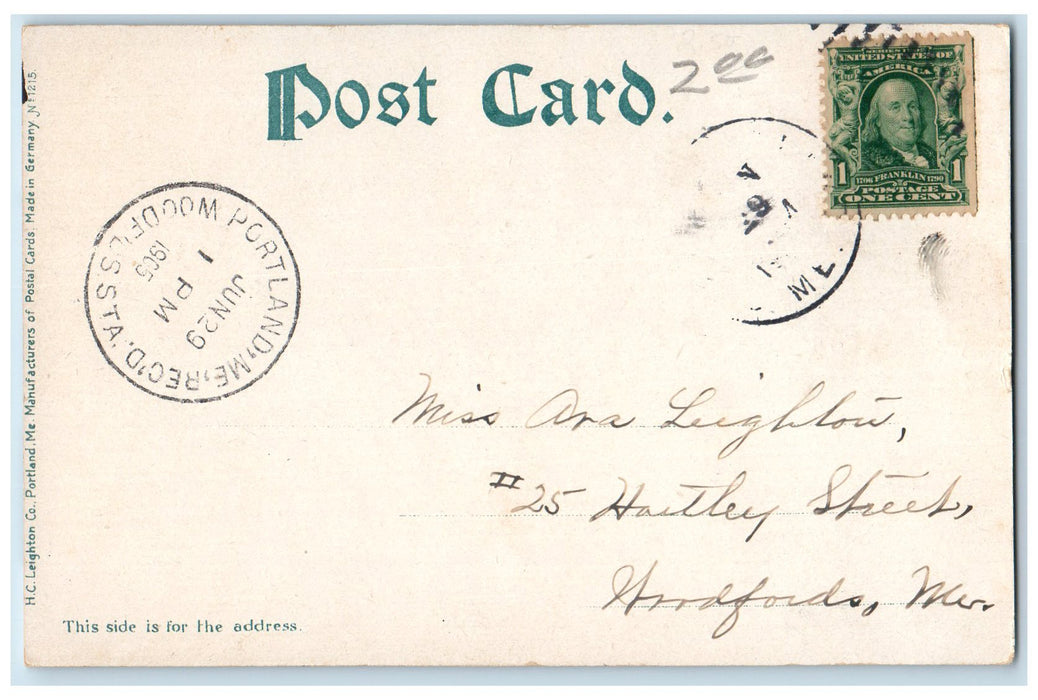 1905 Boat Landing Rustic Bridge Sailboat Harbor View Squirrel Island ME Postcard