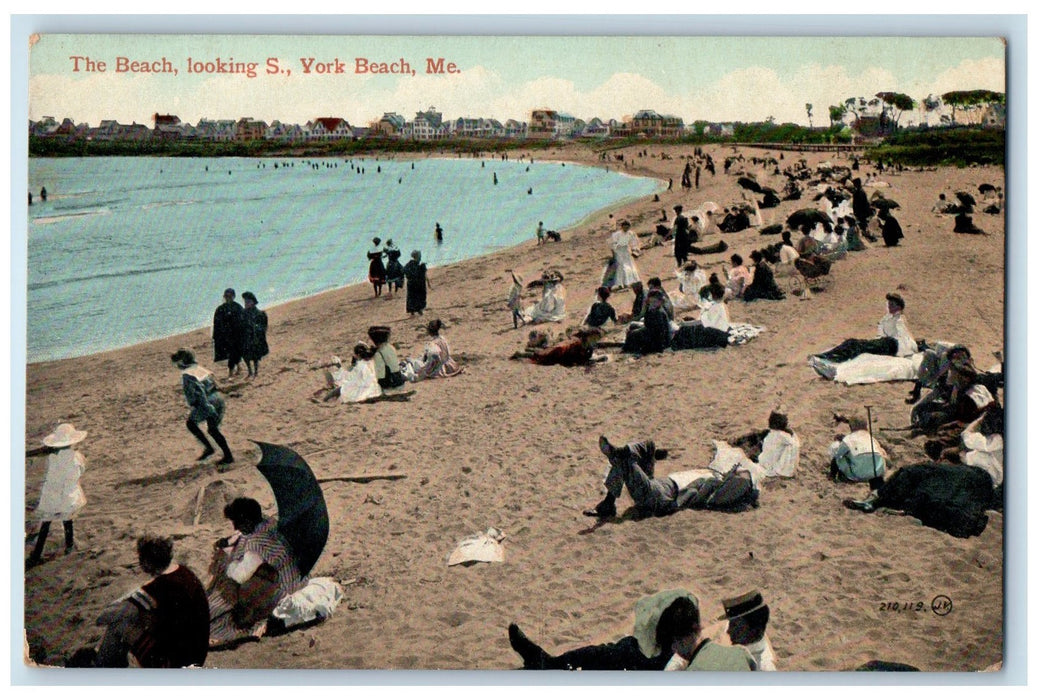 c1950's The Beach Looking South Swimming Bathing Shore York Beach ME Postcard