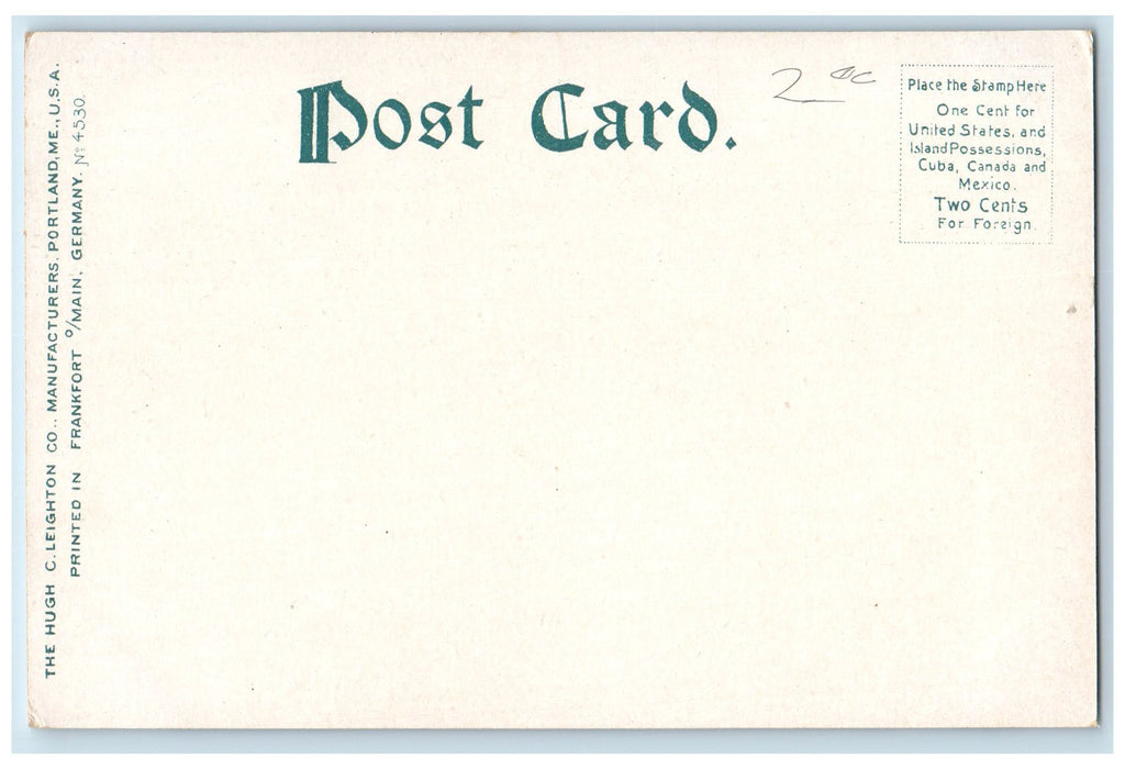 c1905 Post Office Building Entrance American Flag Waldoboro Maine ME Postcard