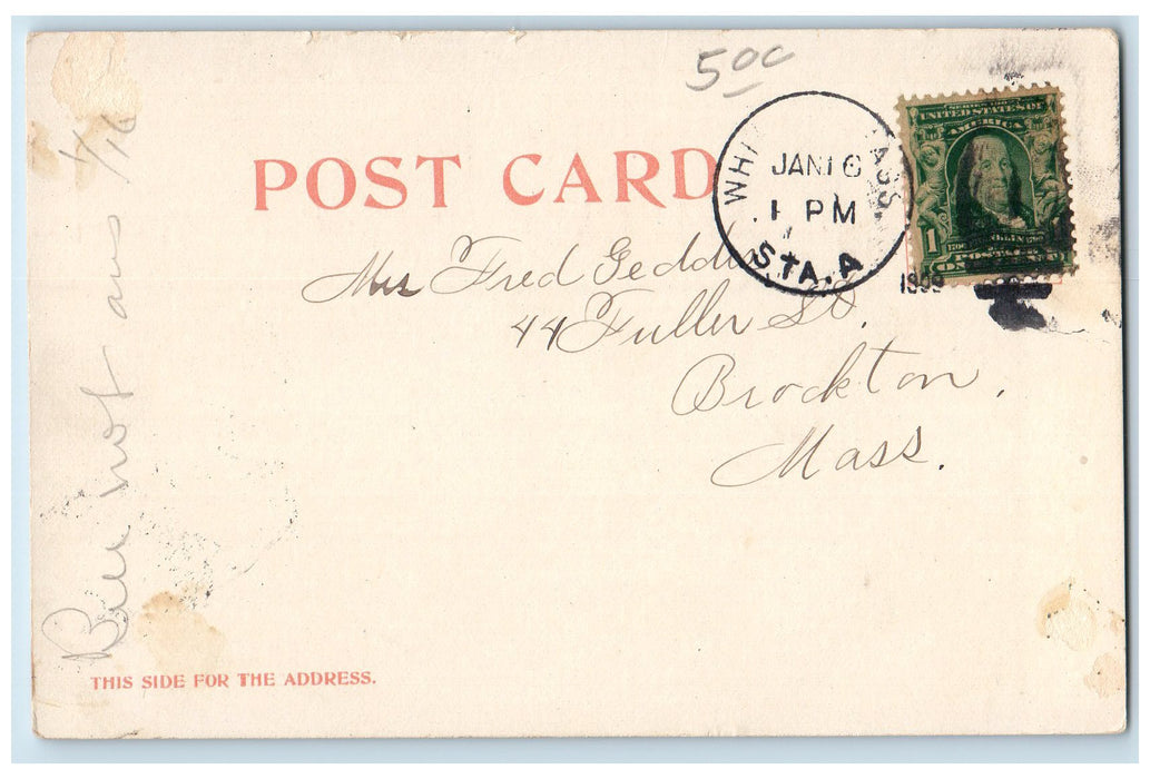 1909 Middle Street Horse Carriage Dirt Road Railway Portland Maine ME Postcard