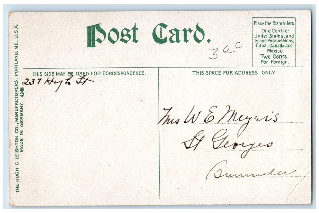 c1950's Marine Hospital Building Ground Flag Trees Portland Maine ME Postcard