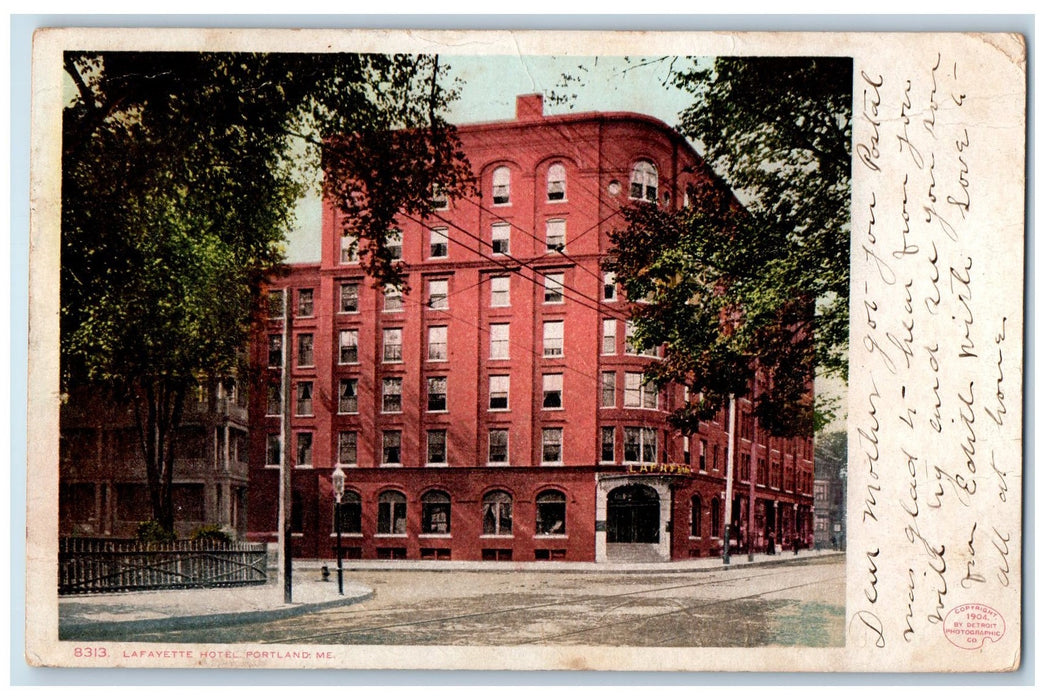 1907 Lafayette Hotel Building Restaurant Railway View Portland Maine ME Postcard