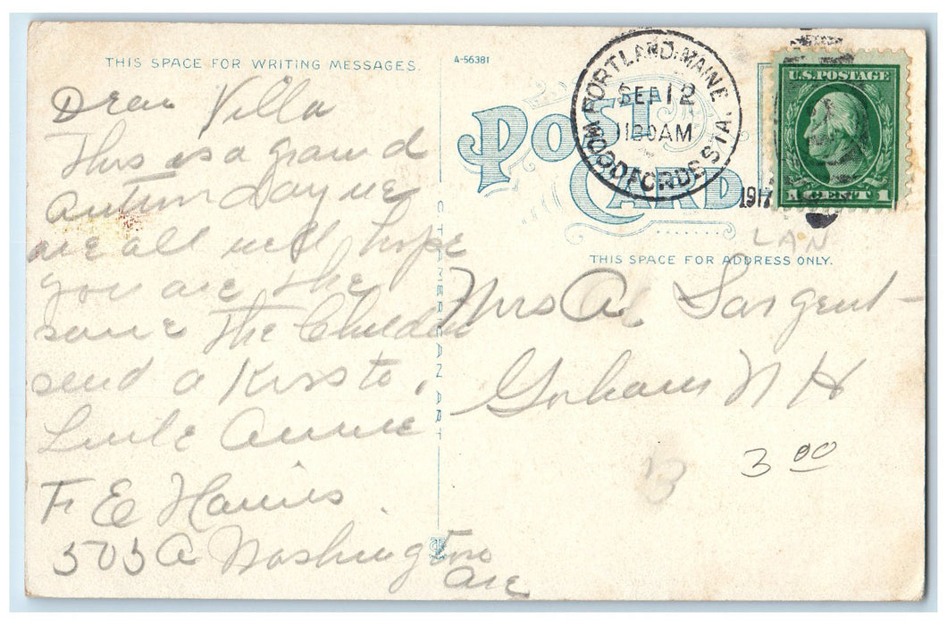1917 Congress Street From Fidelity Building Trolley Railway Portland ME Postcard