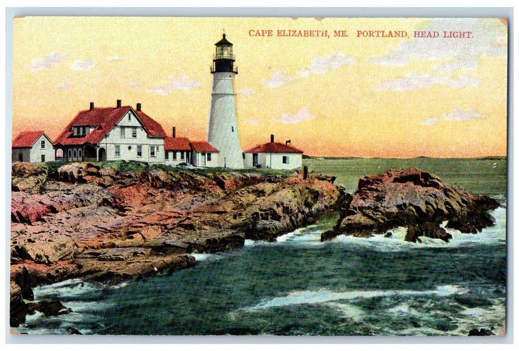 c1950's Portland Headlight Lighthouse Building Cape Elizabeth Maine ME Postcard