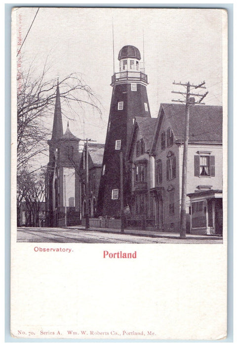 c1905 Observatory Buildings Houses Tower Railway Road Portland Maine ME Postcard