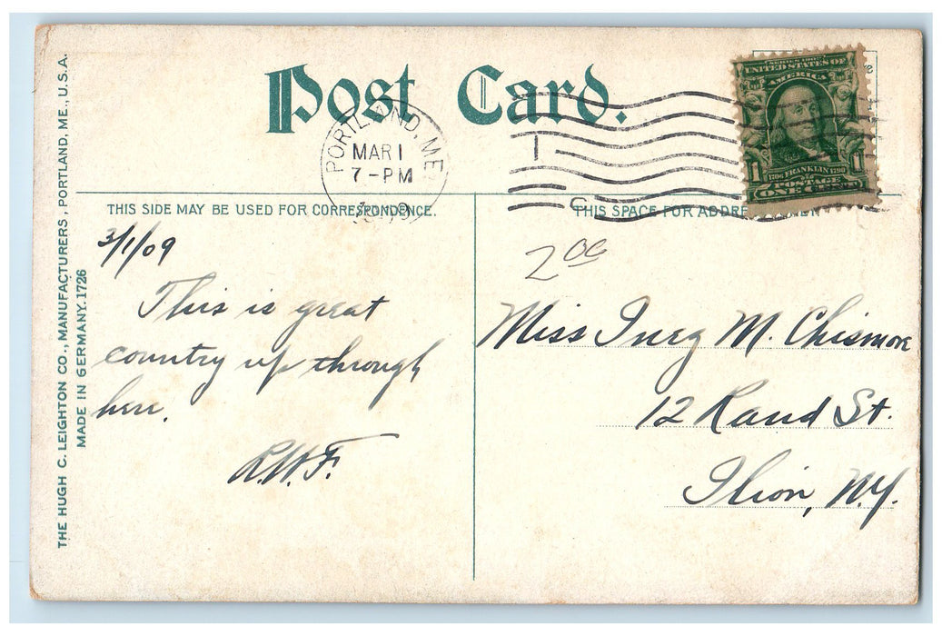 1909 The Gem Theater Peak's Island Tourists Crowd Building Portland ME Postcard