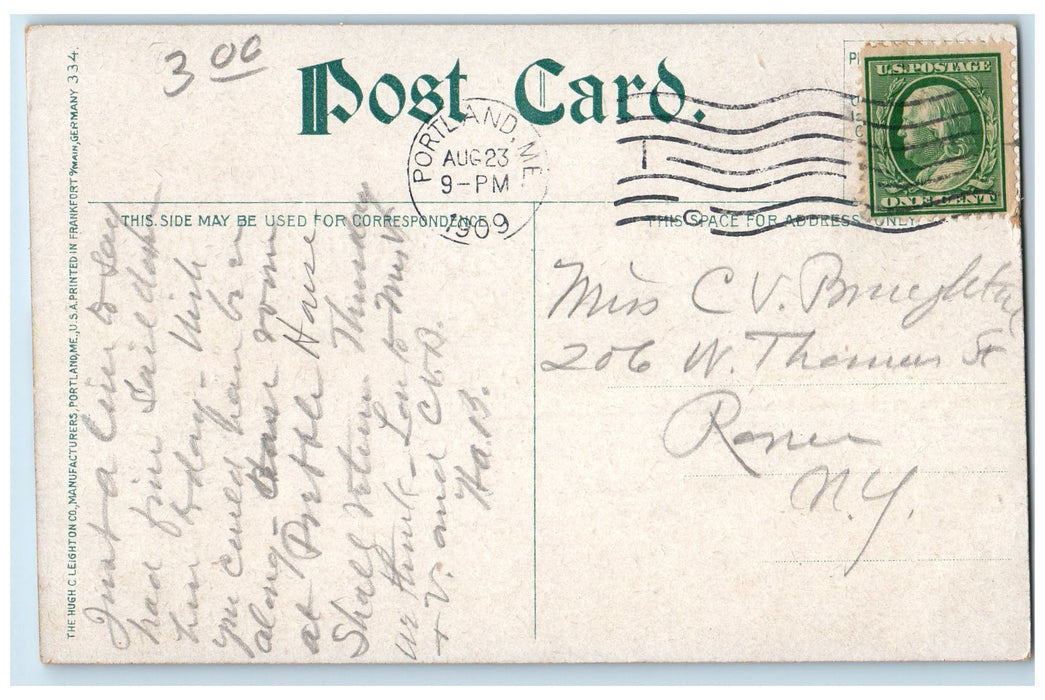 1909 GREETINGS FROM PORTLAND Houses Rock Little Diamond Island Maine ME Postcard