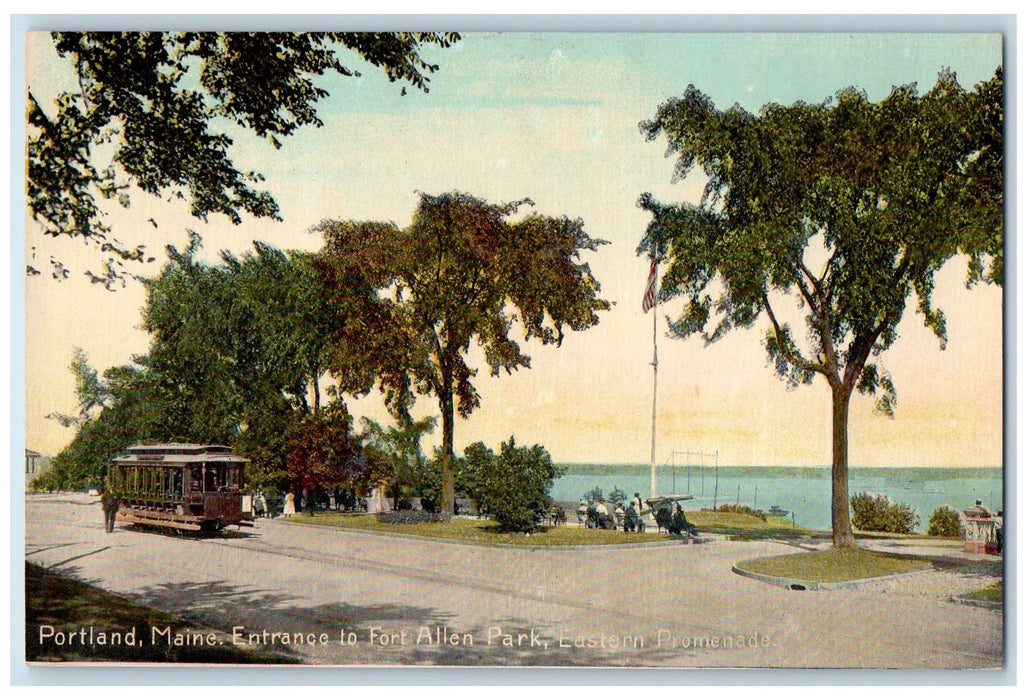 c1950's Entrance To Fort Allen Park Eastern Promenade View Portland ME Postcard