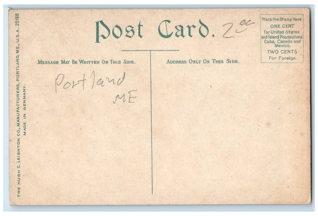 c1950's Post Office Building Roadside People Pathways Portland Maine ME Postcard