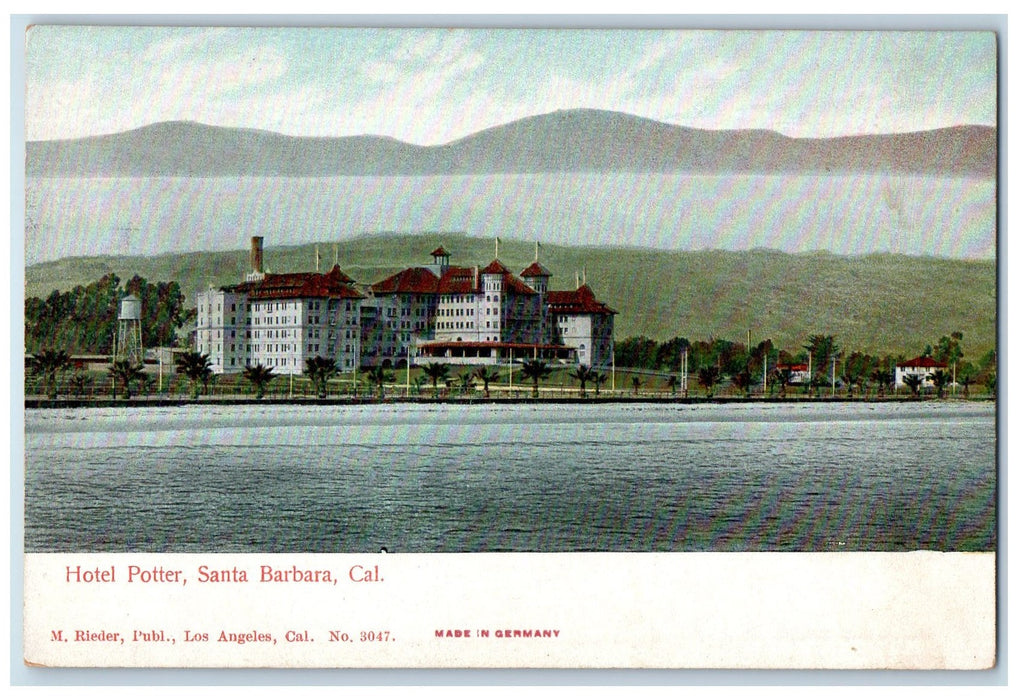 c1905 Hotel Potter Building Restaurant View Santa Barbara California CA Postcard