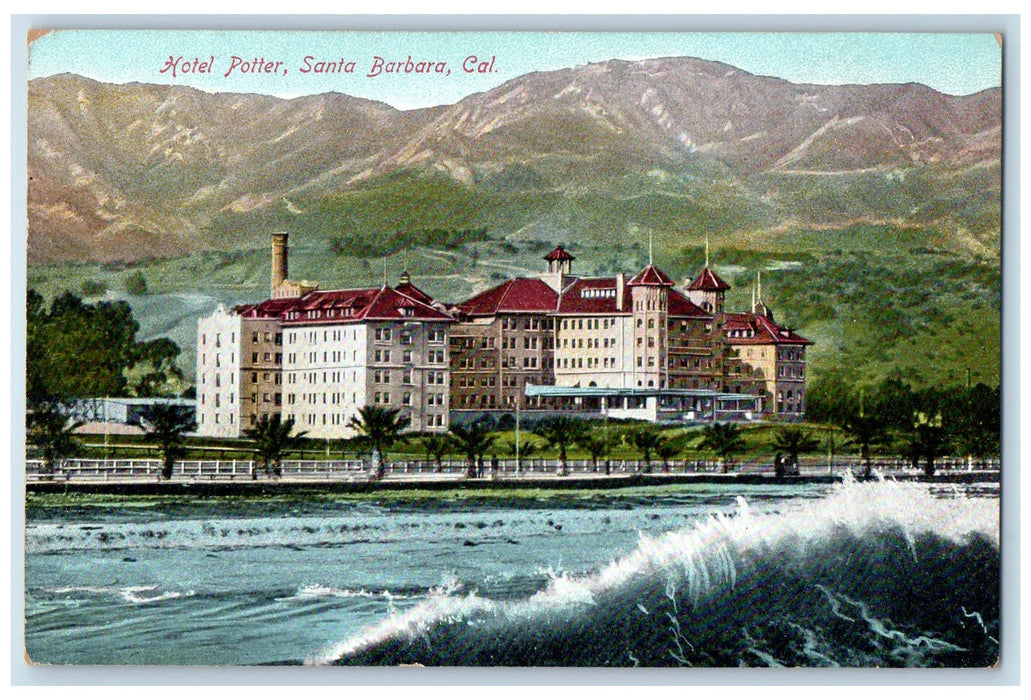 c1950's Hotel Potter Restaurant Building Seaside View Santa Barbara CA Postcard