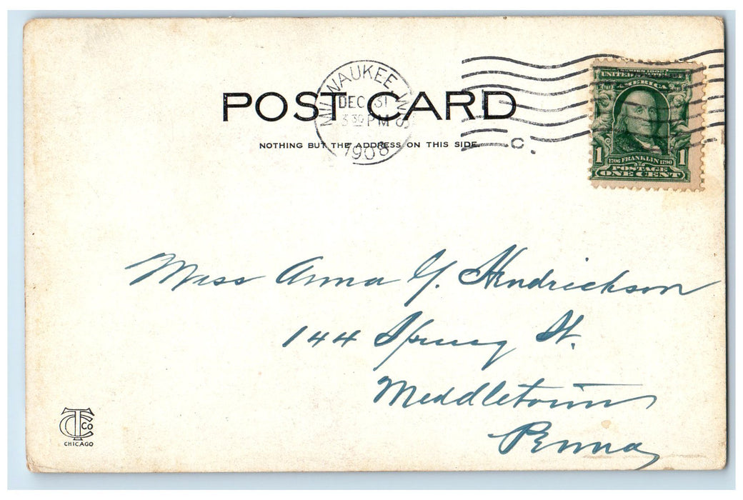 1908 Illinois Steel Mills At Night Scene Milwaukee Wisconsin WI Posted Postcard