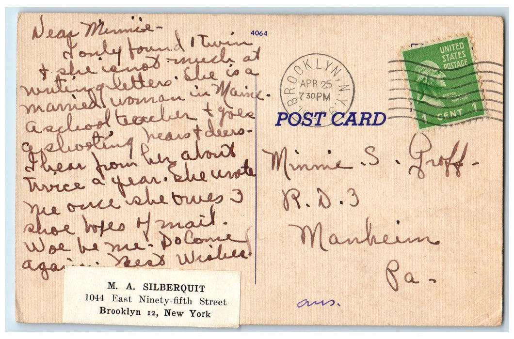 1948 Brooklyn Museum Scene Eastern Parkway Brooklyn New York NY Posted Postcard