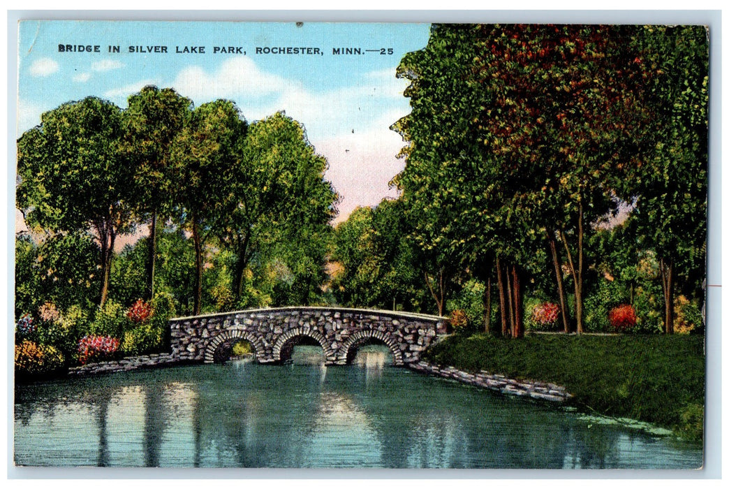 1948 Bridge In Silver Lake Park Rochester Minnesota MN Posted Vintage Postcard