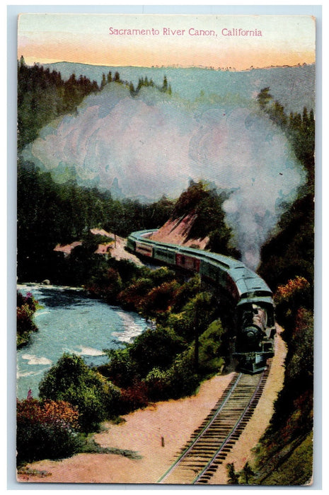 c1950's Sacramento River Canon Train On Road Thousand Of Wonders CA Postcard