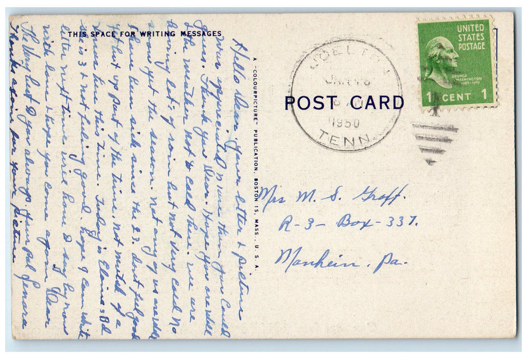 1950 Greetings From Joelton Moonlight Scene Tennessee TN Posted Vintage Postcard