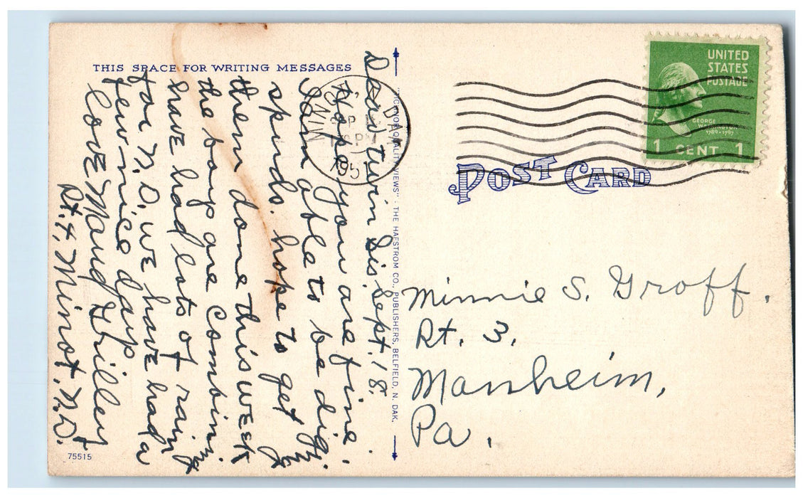 1951 Liberty Memorial Building Bismarck North Dakota ND Posted Vintage Postcard