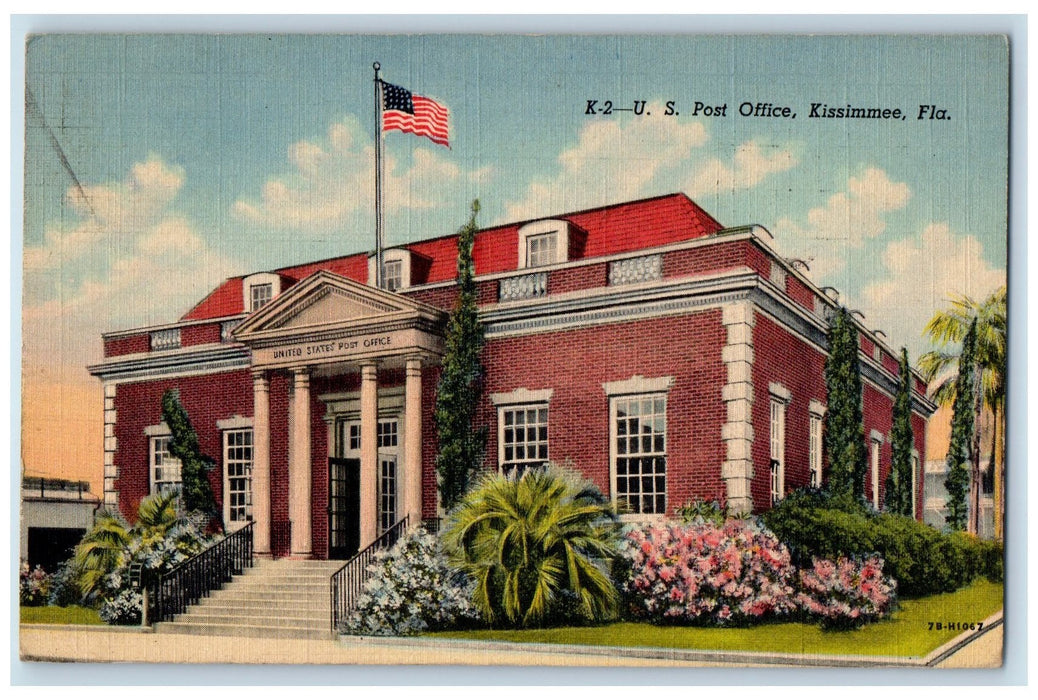 1948 United States Post Office Exterior Kissimmee Florida FL Posted Postcard