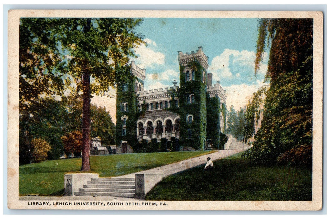 c1940s Library Lehigh University Scene South Bethlehem Pennsylvania PA Postcard