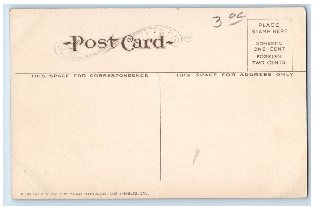 c1950's Eight Street Dirt Road Buildings Clock Tower View Riverside CA Postcard