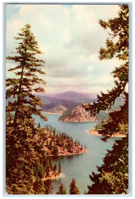 1941 Coeur D'alene Scene Lake Idaho Florida FL Posted Union Oil Co. Ad Postcard