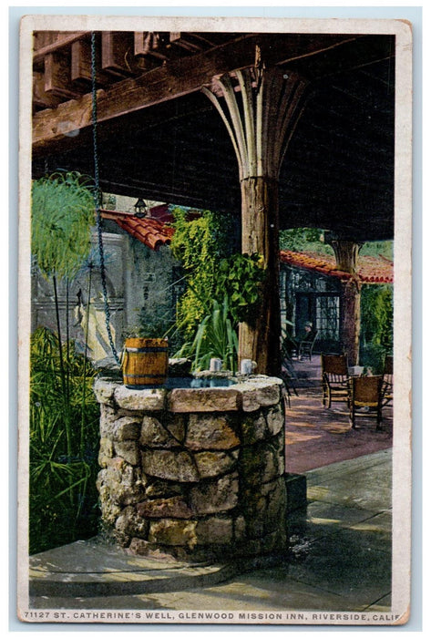 c1920 St. Catherine's Well Glenwood Mission Inn Restaurant Riverside CA Postcard
