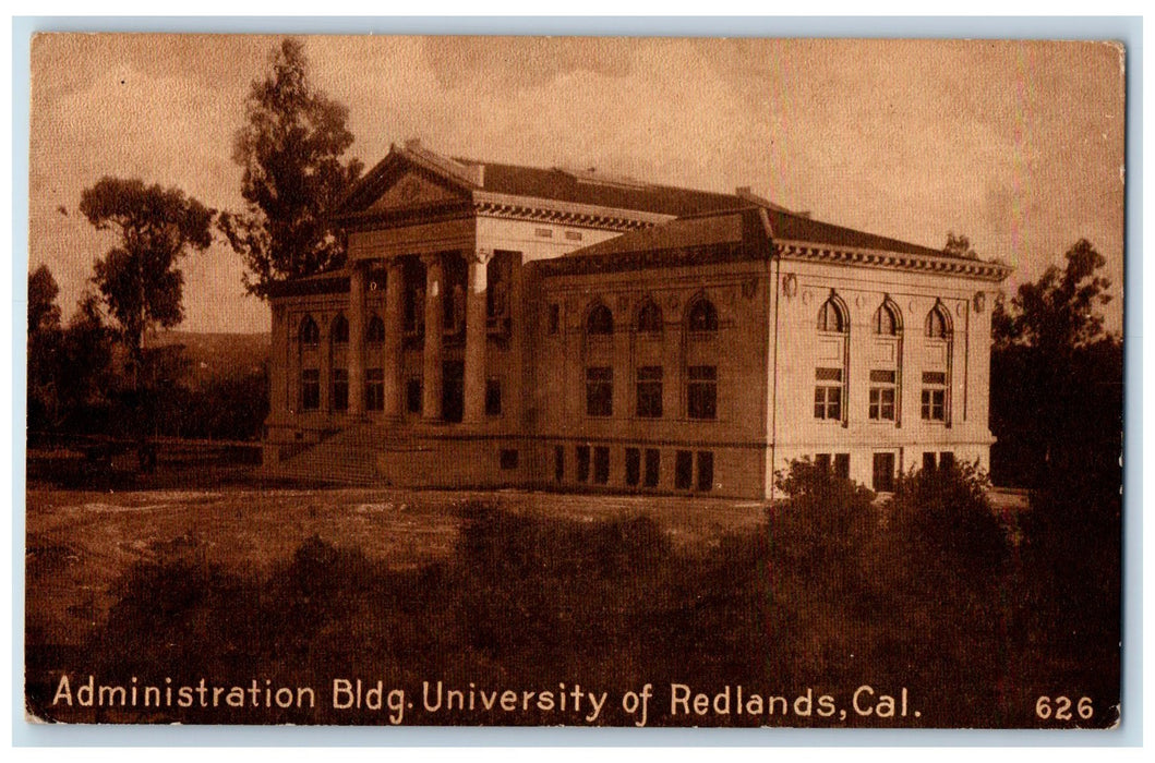 1922 Administration Building University Of Redlands School Campus CA Postcard