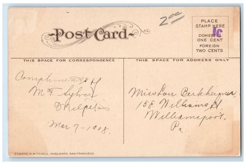 c1950 Eight Street Building Clock Tower Carriage Dirt Road Riverside CA Postcard