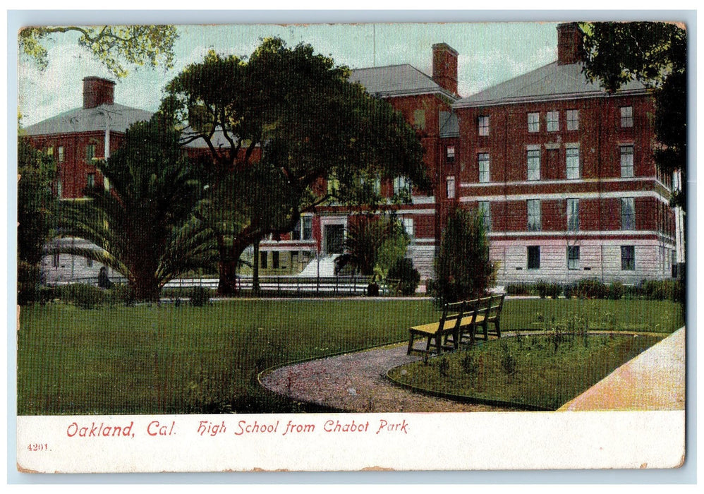 1908 High School From Chabot Park Campus Building Entrance Oakland CA Postcard