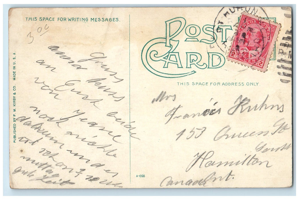 1911 High School Exterior Scene Roadside Port Huron Michigan MI Posted Postcard