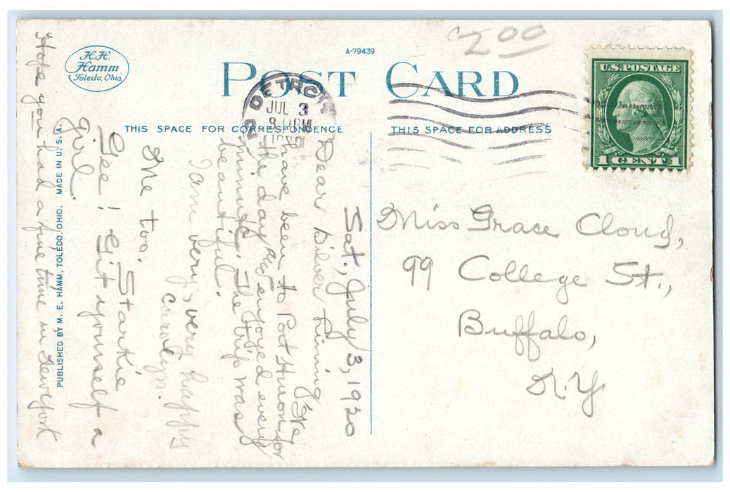 1920 Jack Knife Bridge And Bush Building Port Huron Michigan MI Posted Postcard