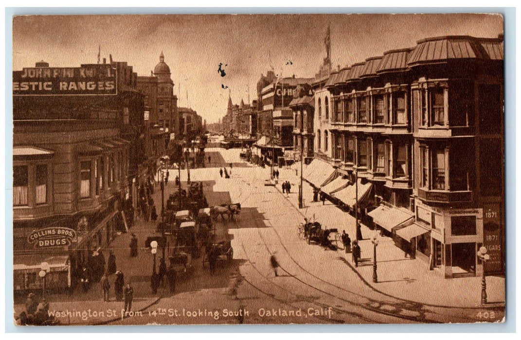 c1910 Washington St. From 14th St Railway Establishment Road Oakland CA Postcard