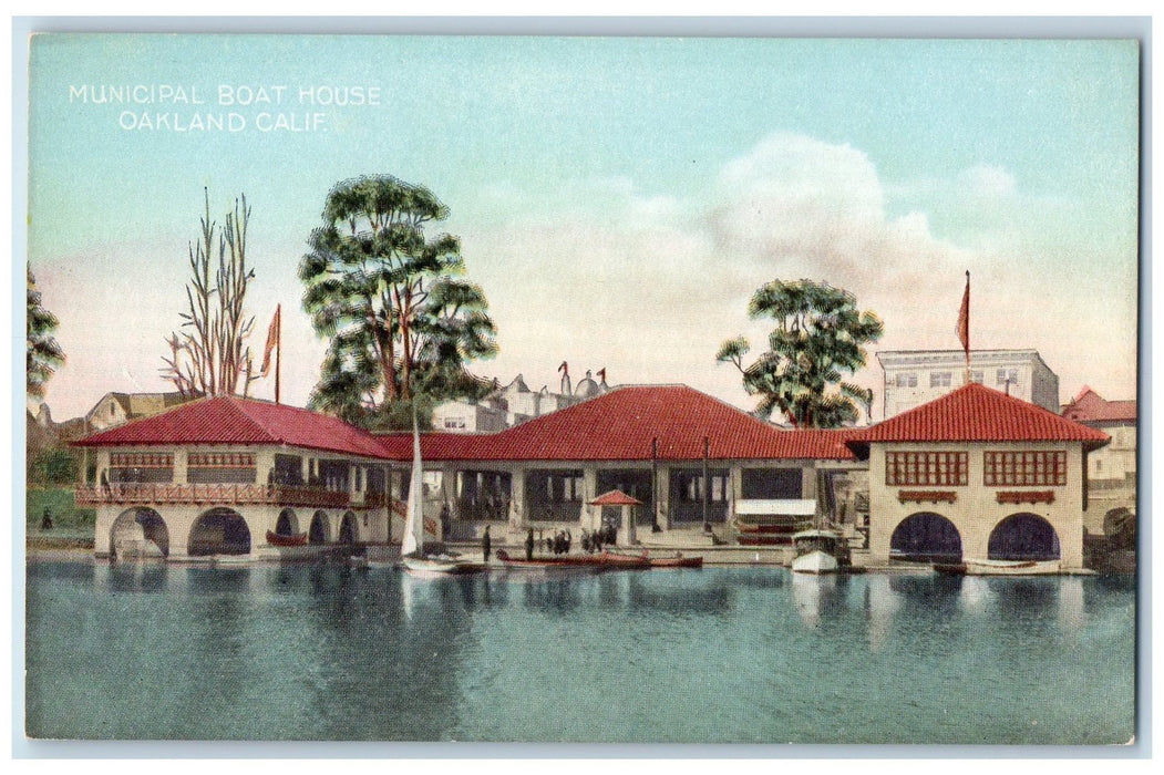 c1950's Municipal Boat House Seaside Boats Dock Oakland California CA Postcard