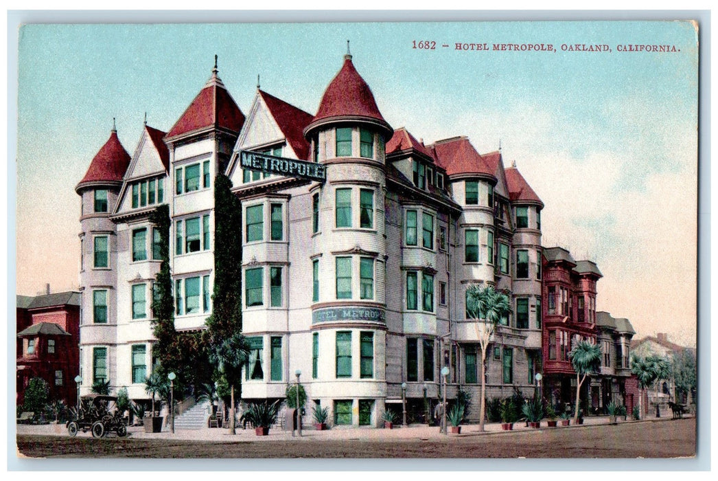 c1910 Hotel Metropole Building Restaurant Entrance Dirt Road Oakland CA Postcard
