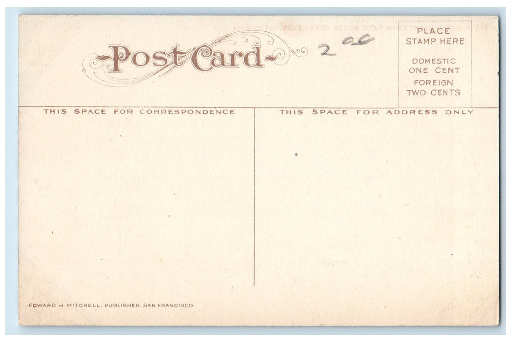 c1950's Ocean Front From Bath House Rustic Bridge Tourist Ocean Park CA Postcard