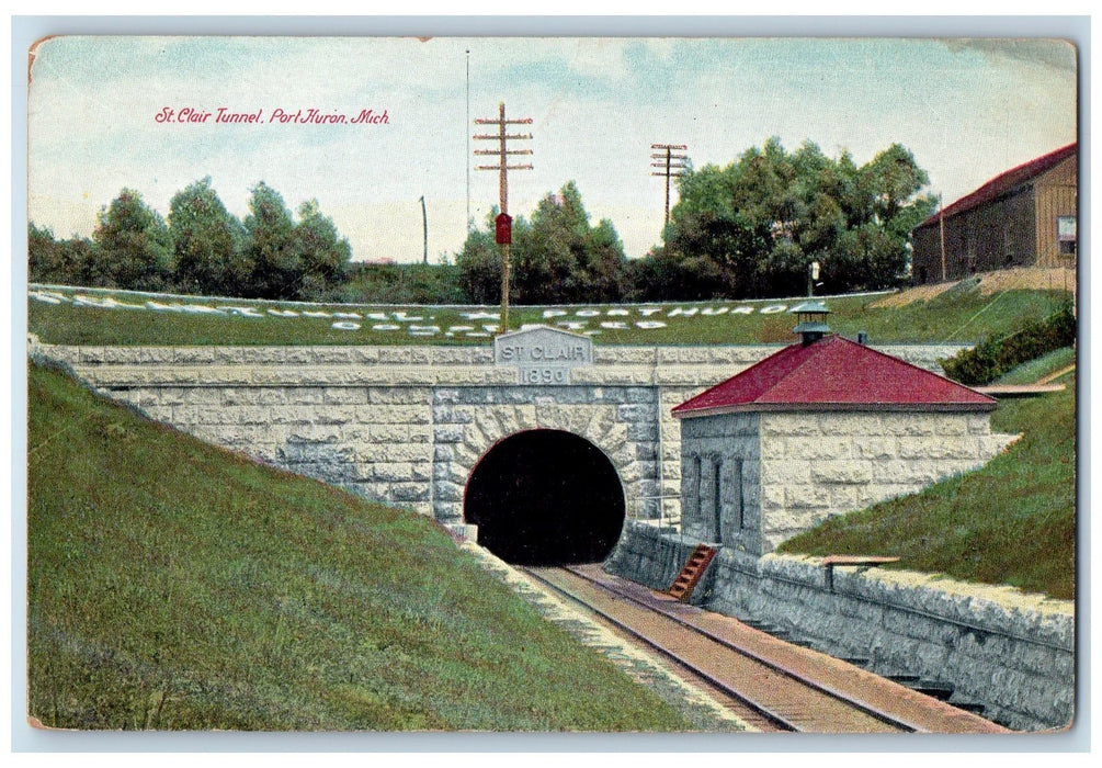 c1910s St. Clair Tunnel Railway Scene Port Huron Michigan MI Unposted Postcard