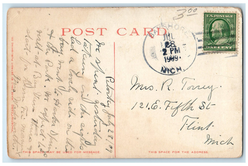 1909 Suburban Station Train Railway Scene Petoskey Michigan MI Posted Postcard