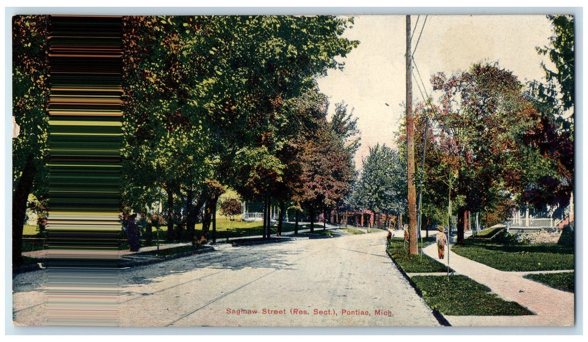 1909 Saginaw Street Residence Section View Pontiac Michigan MI Unposted Postcard