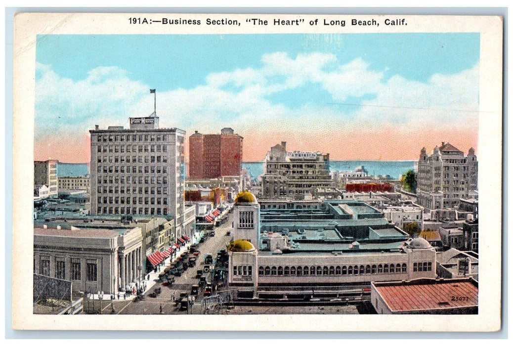 c1920's Business Section The Heart Buildings Long Beach California CA Postcard