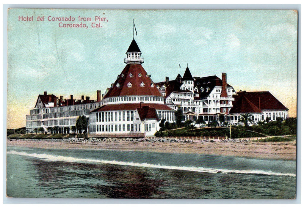c1950's Hotel Del Coronado Restaurant Building Shore Line Coronado CA Postcard