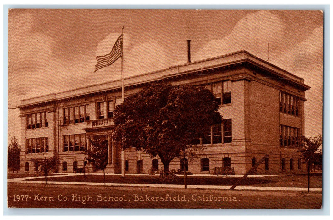 c1940's Kern Co. High School Campus Building Bakersfield California CA Postcard